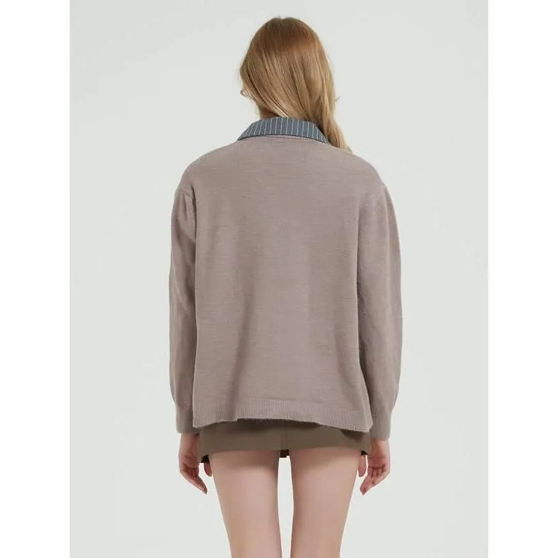 Autumn Elegance Patchwork Knit Cardigan