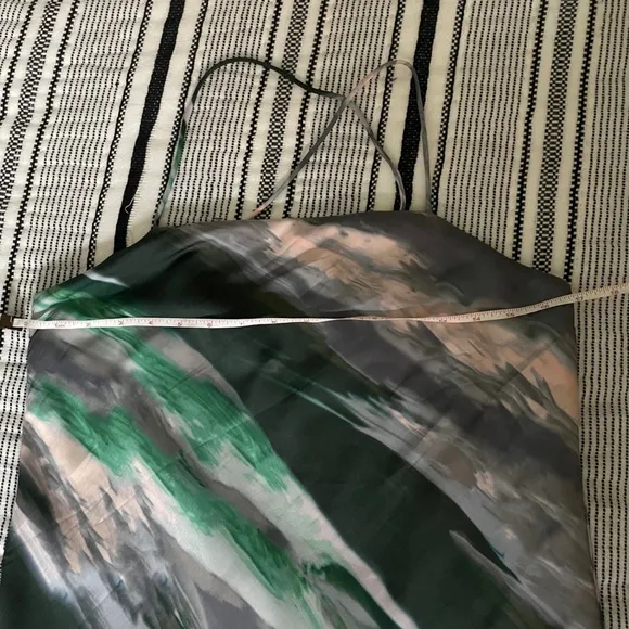 Banana Republic Marbled Satin Slip Midi Dress size Small Green Gray 70s Retro