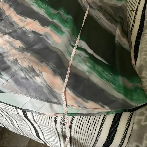 Banana Republic Marbled Satin Slip Midi Dress size Small Green Gray 70s Retro