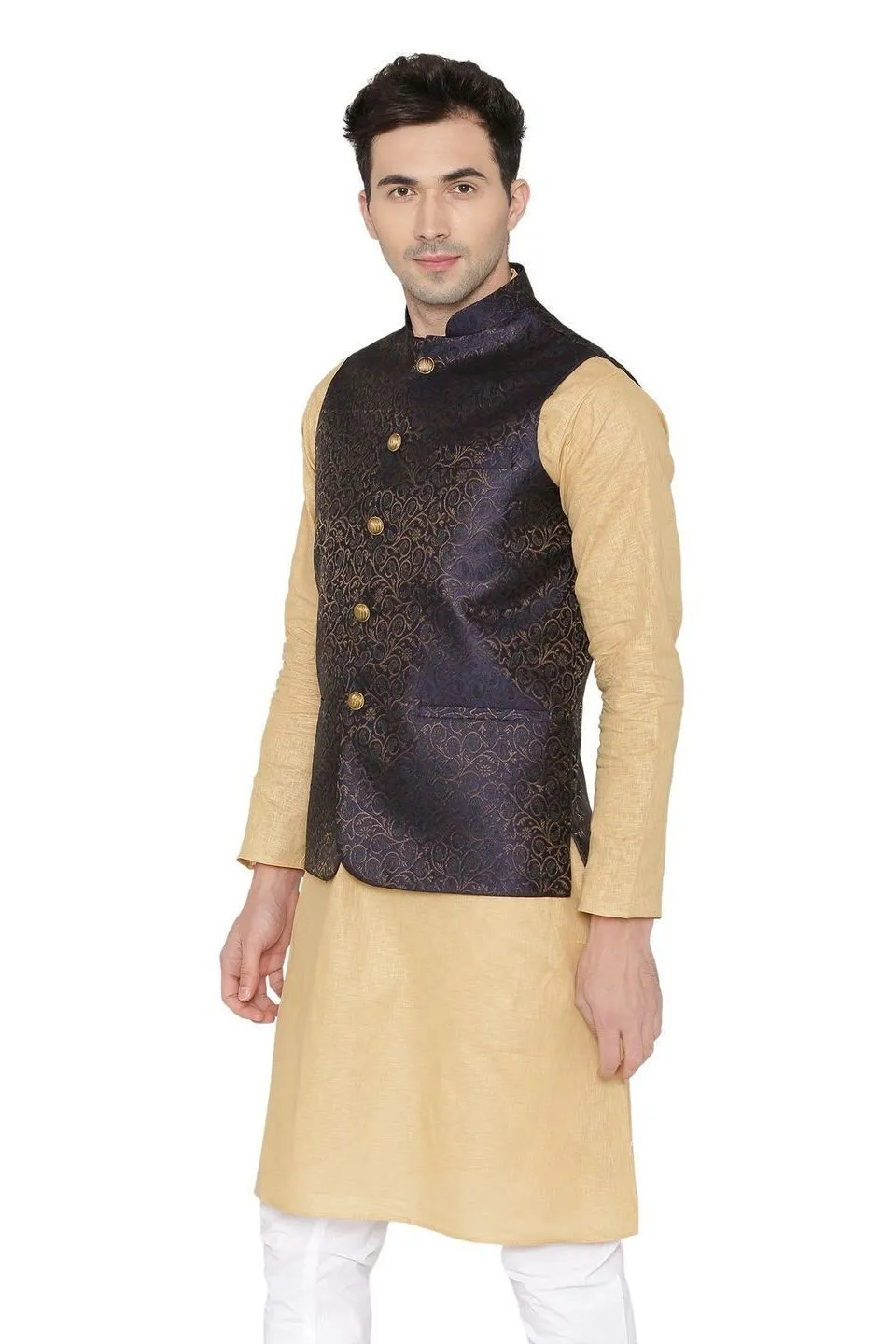 Banarasi Rayon Cotton Purple Modi Nehru Jacket