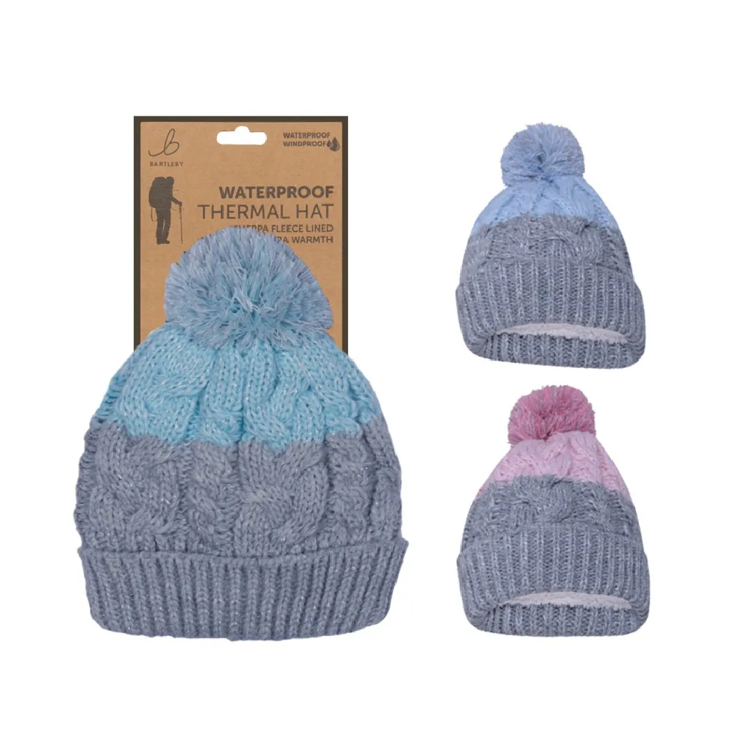 Bartleby Ladies Thermal Waterproof Bobble Hat With Turn Up