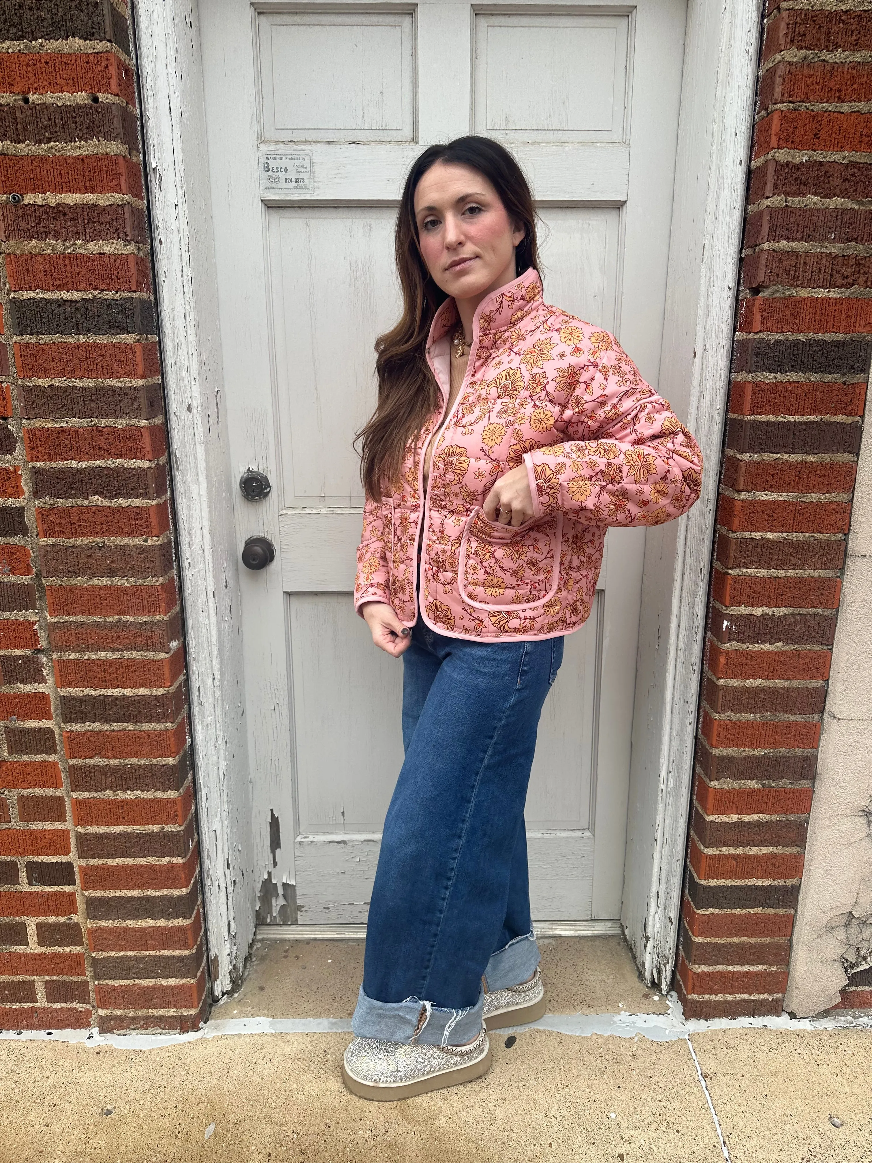 Be Mine Quilted Jacket: Blush Mix