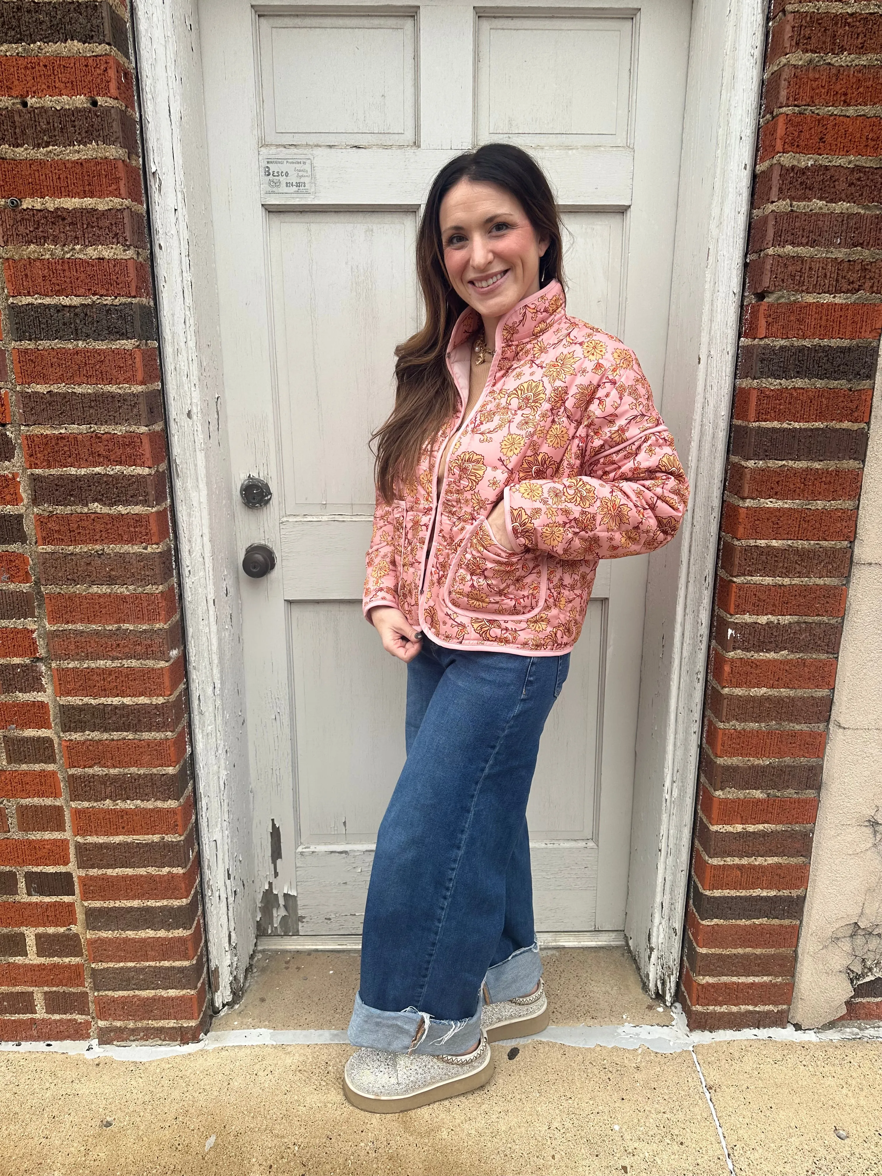 Be Mine Quilted Jacket: Blush Mix