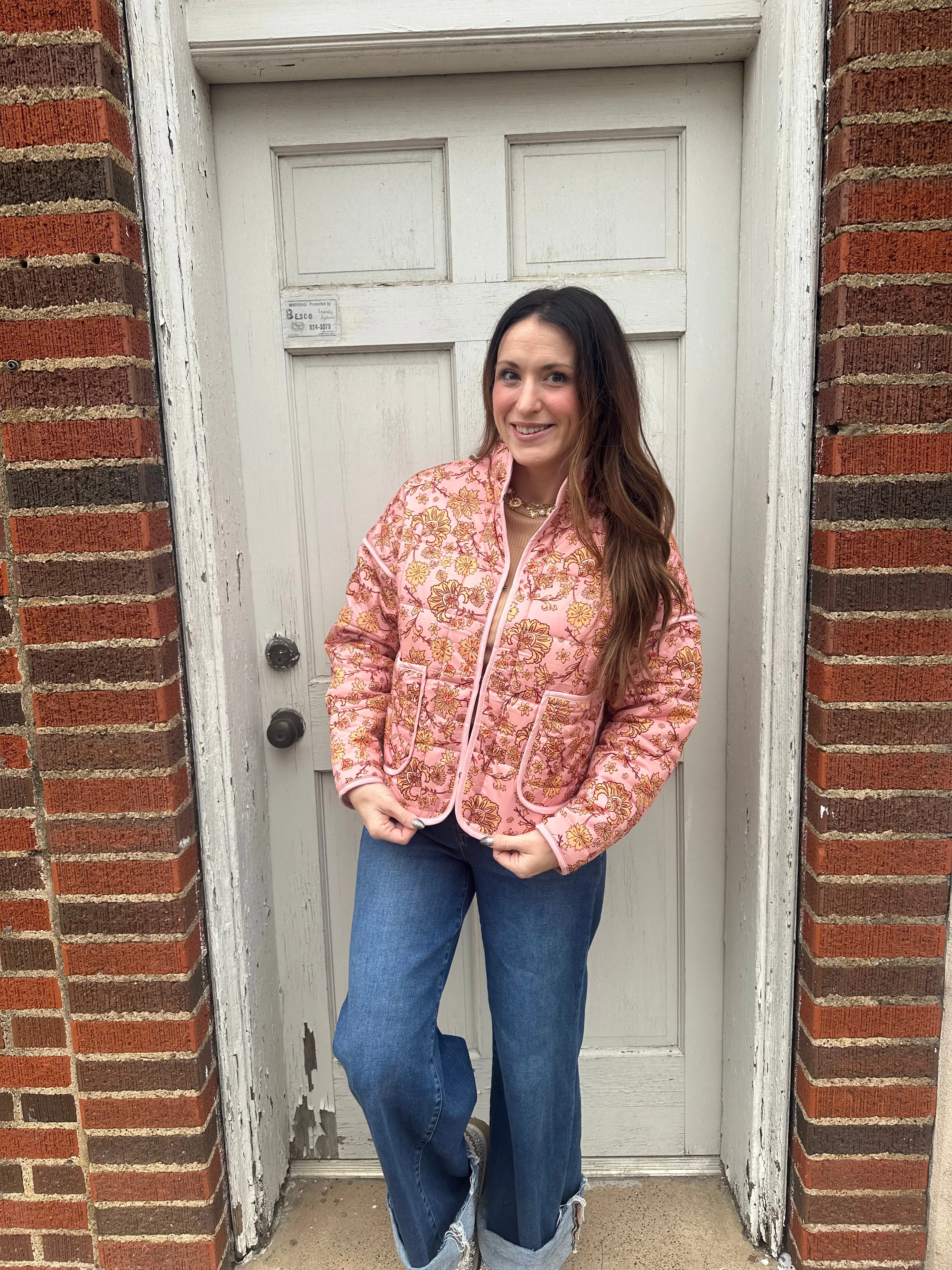 Be Mine Quilted Jacket: Blush Mix