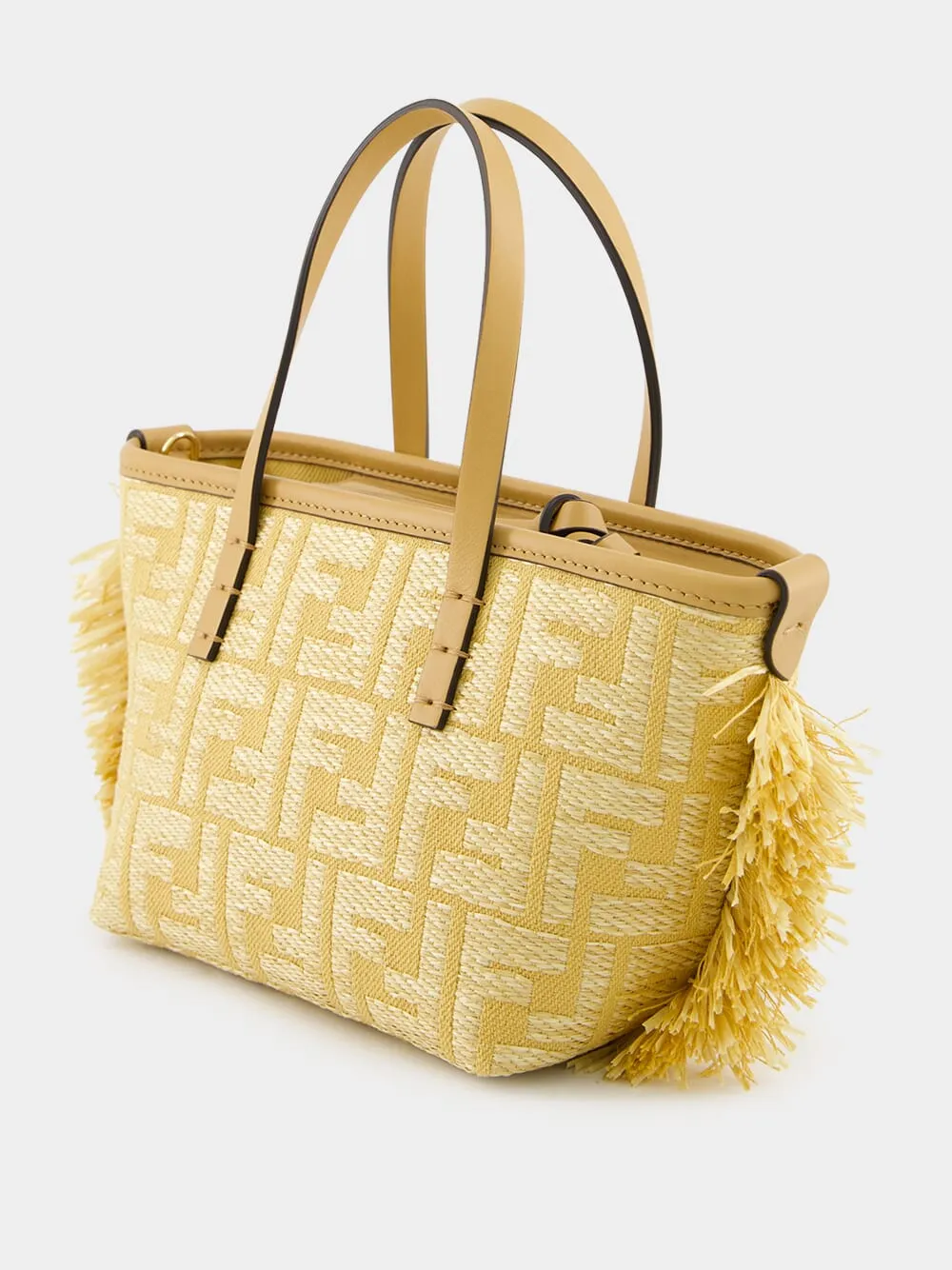 Beige Mini Roll Raffia Jacquard Bag