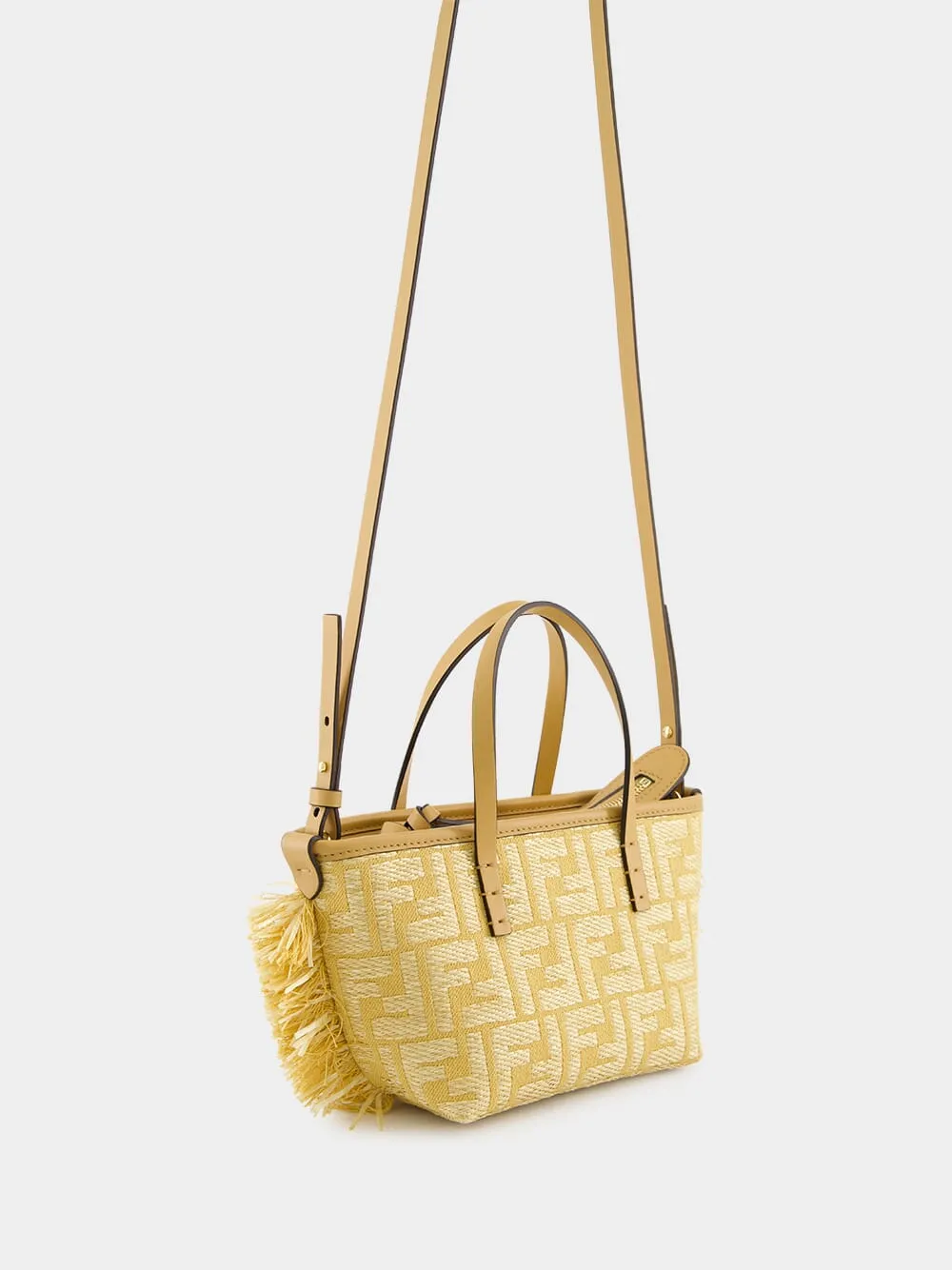 Beige Mini Roll Raffia Jacquard Bag