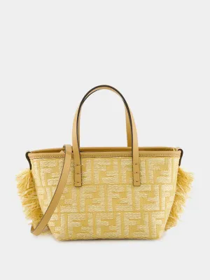 Beige Mini Roll Raffia Jacquard Bag
