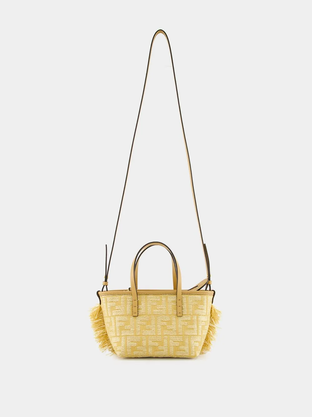 Beige Mini Roll Raffia Jacquard Bag