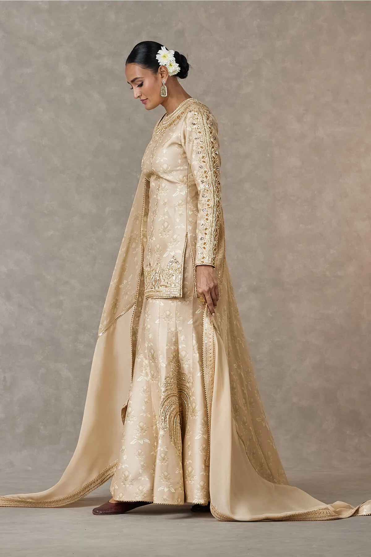 Beige narangi bagh sharara set