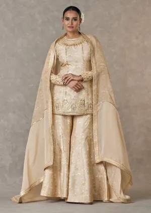 Beige narangi bagh sharara set