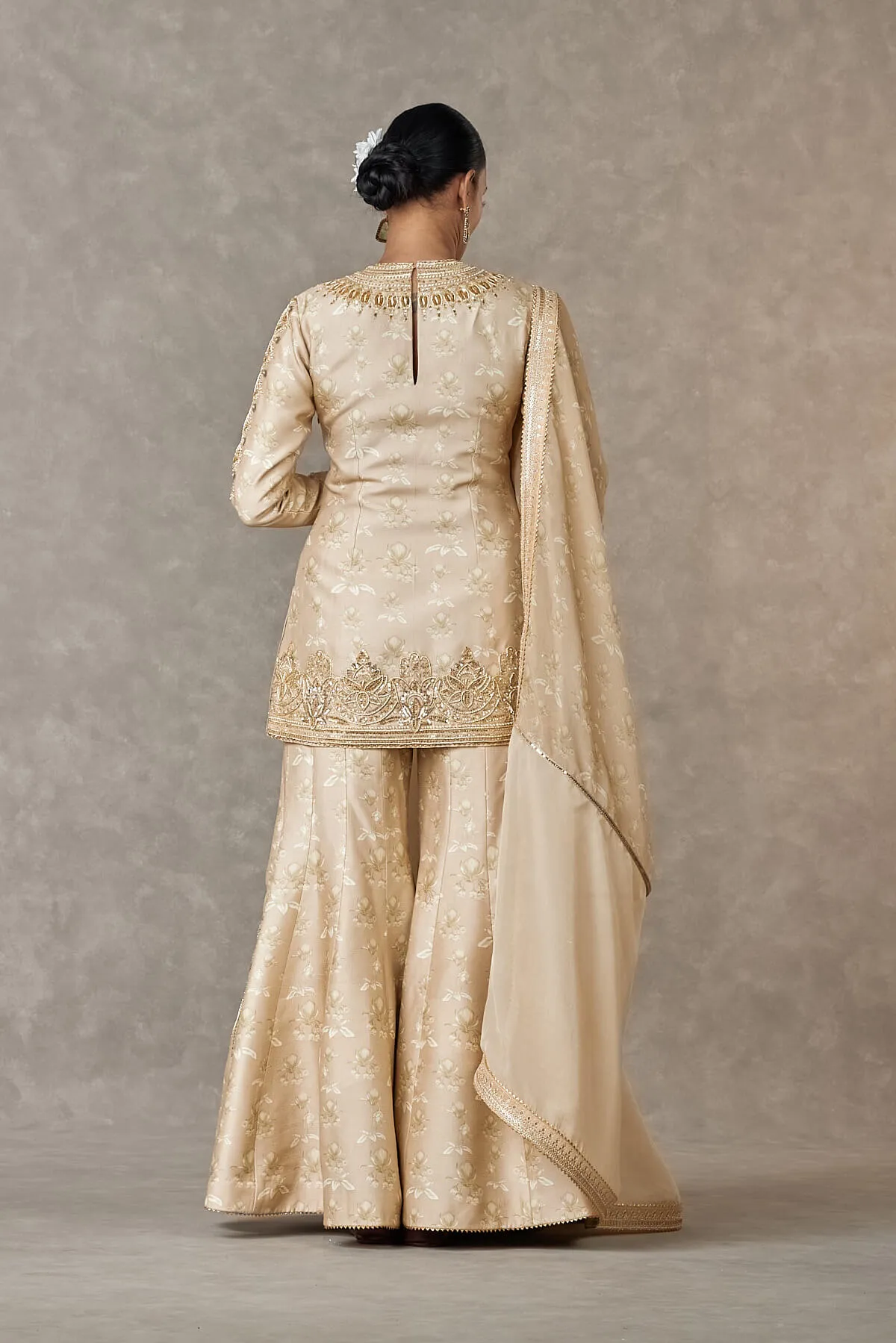 Beige narangi bagh sharara set