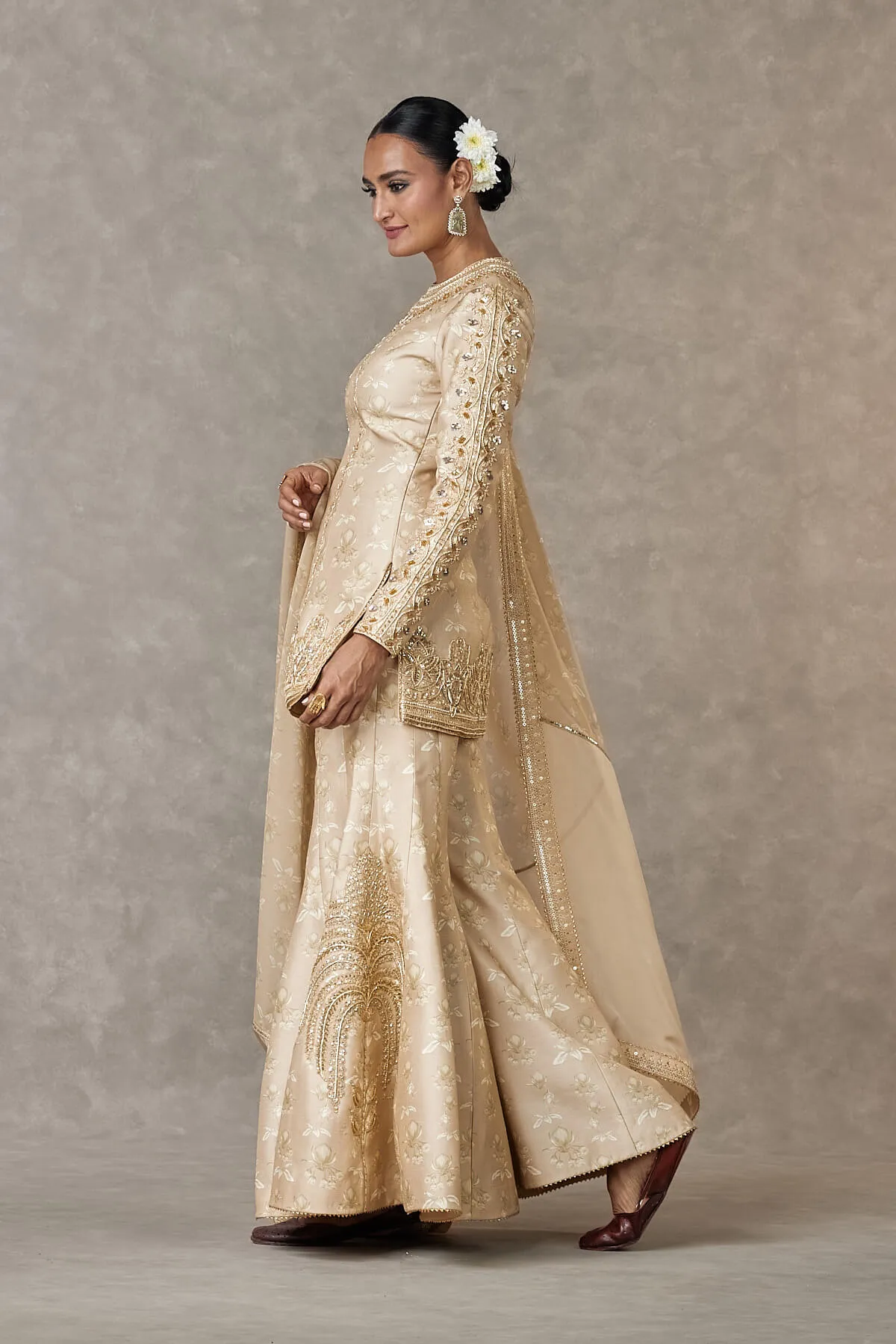 Beige narangi bagh sharara set