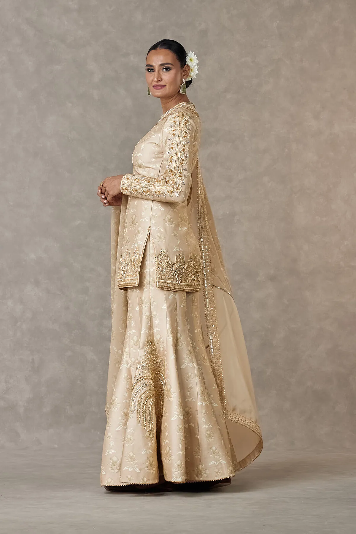 Beige narangi bagh sharara set