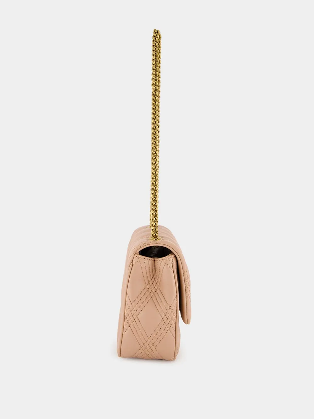 Beige Quilted Nappa Leather Shoulder Bag