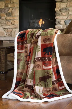 BGJP525 Plush Throw "Patchwork Lodge"