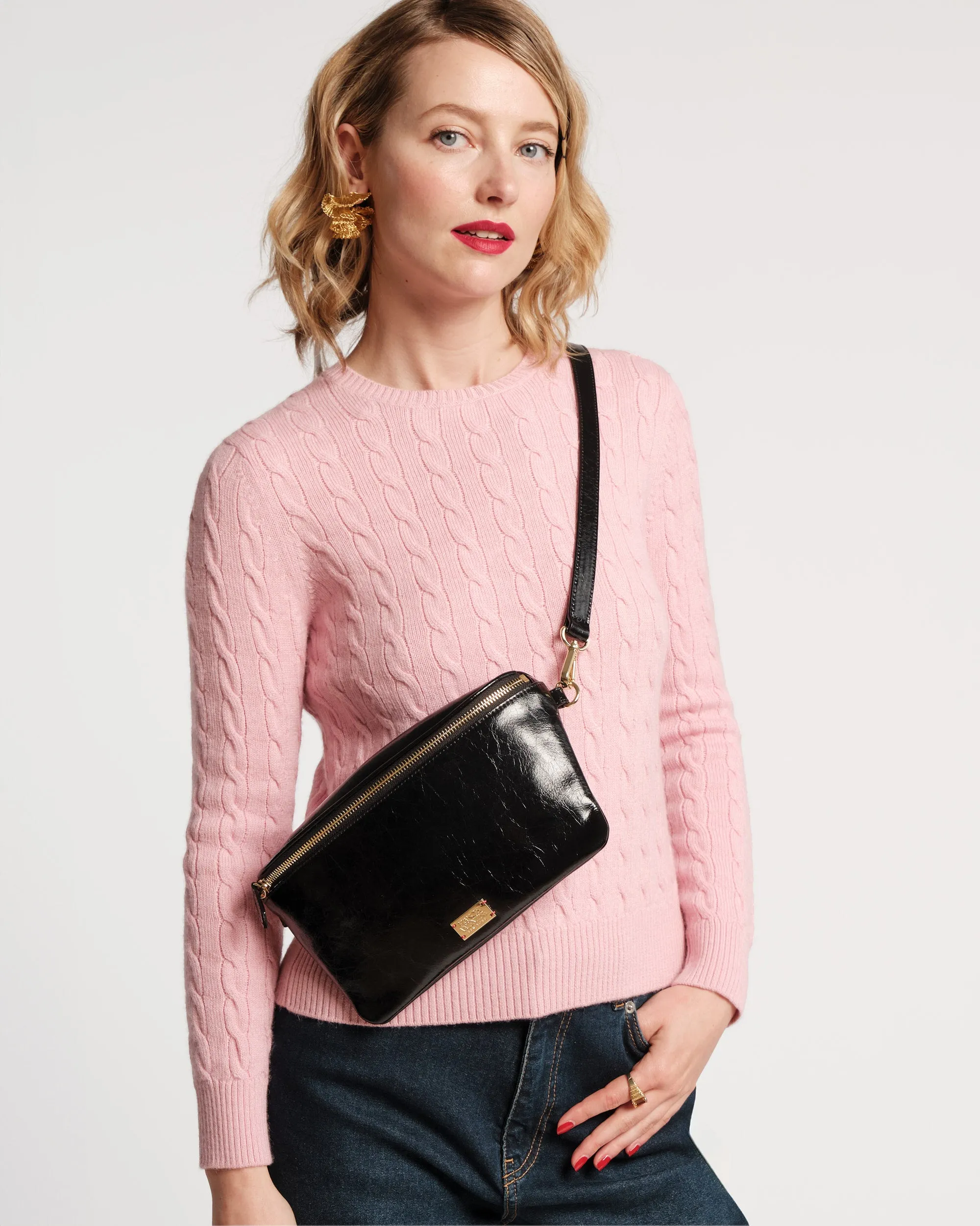 Billie Sling Bag - Crinkled Leather Black