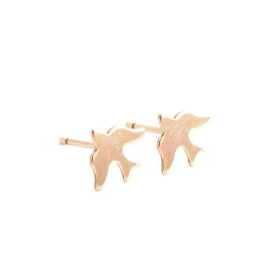 Bird Stud Earrings 14K Gold Fill or Sterling Silver