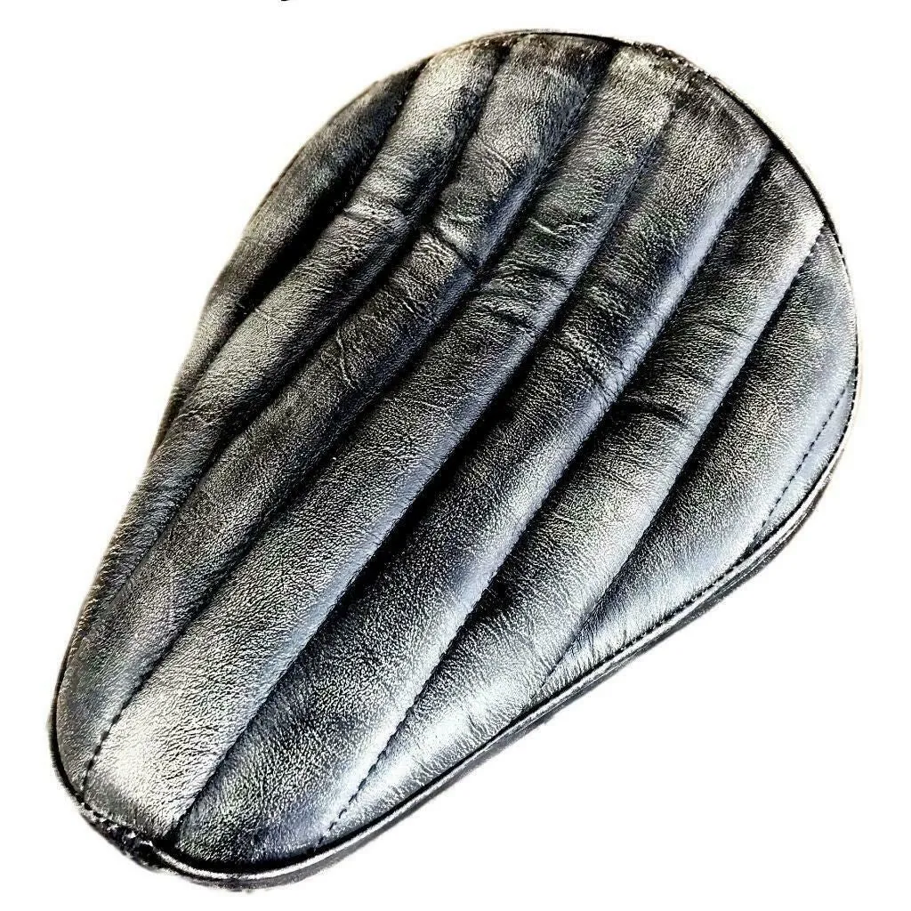 Black Dist Tuck Roll Spring Seat P-Pad Chopper Harley bobber Bates Style