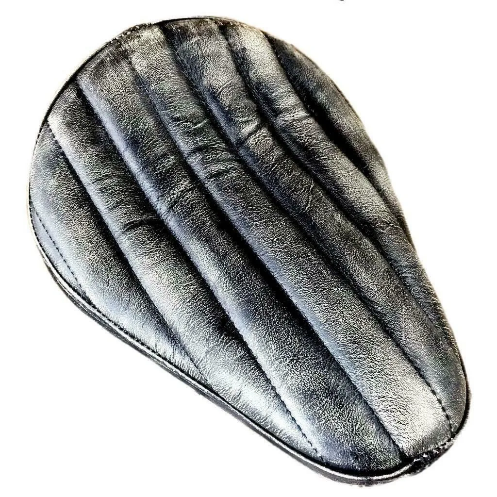 Black Dist Tuck Roll Spring Seat P-Pad Chopper Harley bobber Bates Style