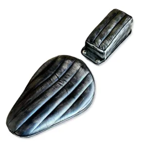 Black Dist Tuck Roll Spring Seat P-Pad Chopper Harley bobber Bates Style