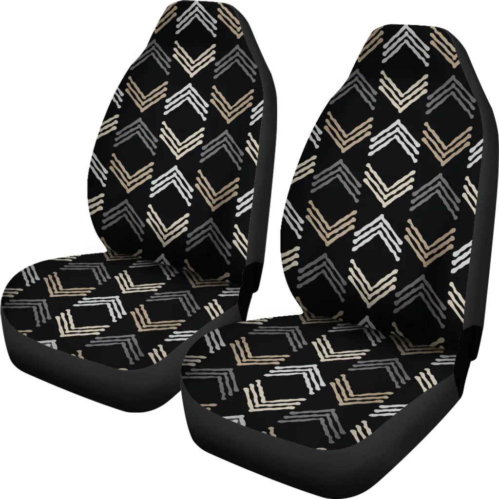 Black, Gray, Tan, White and Beige Car Seat Covers Boho Ethnic Style Pattern