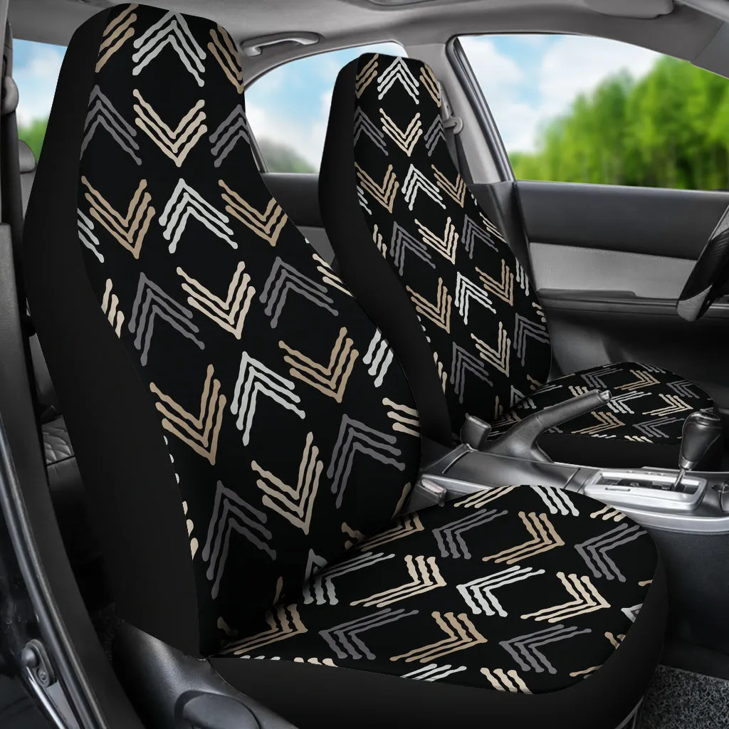 Black, Gray, Tan, White and Beige Car Seat Covers Boho Ethnic Style Pattern