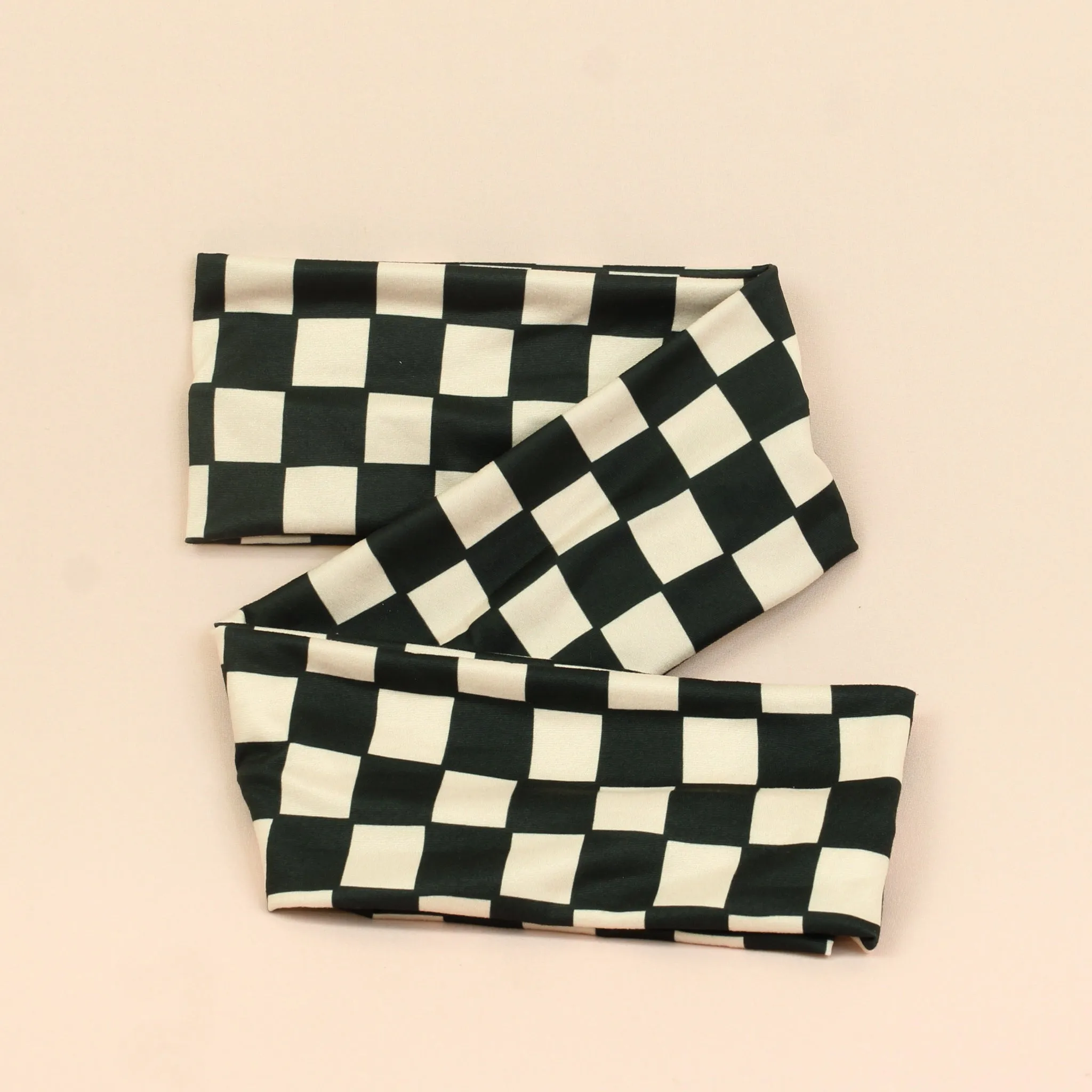 Black Ivory Checker Wrap Headband
