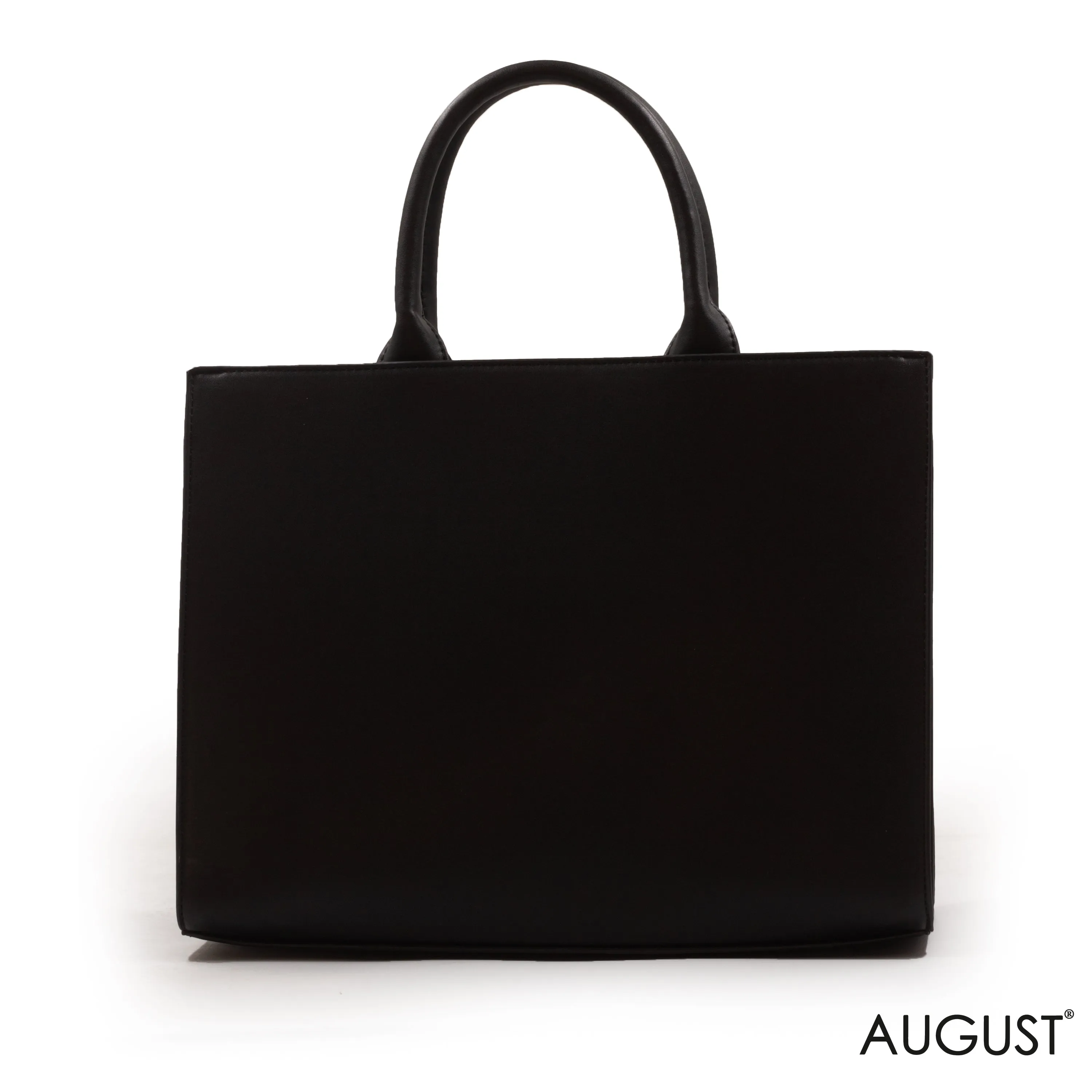 BLACK LEATHER EMILY LORAN HANDBAG WITH METAL CHAIN -LARGE
