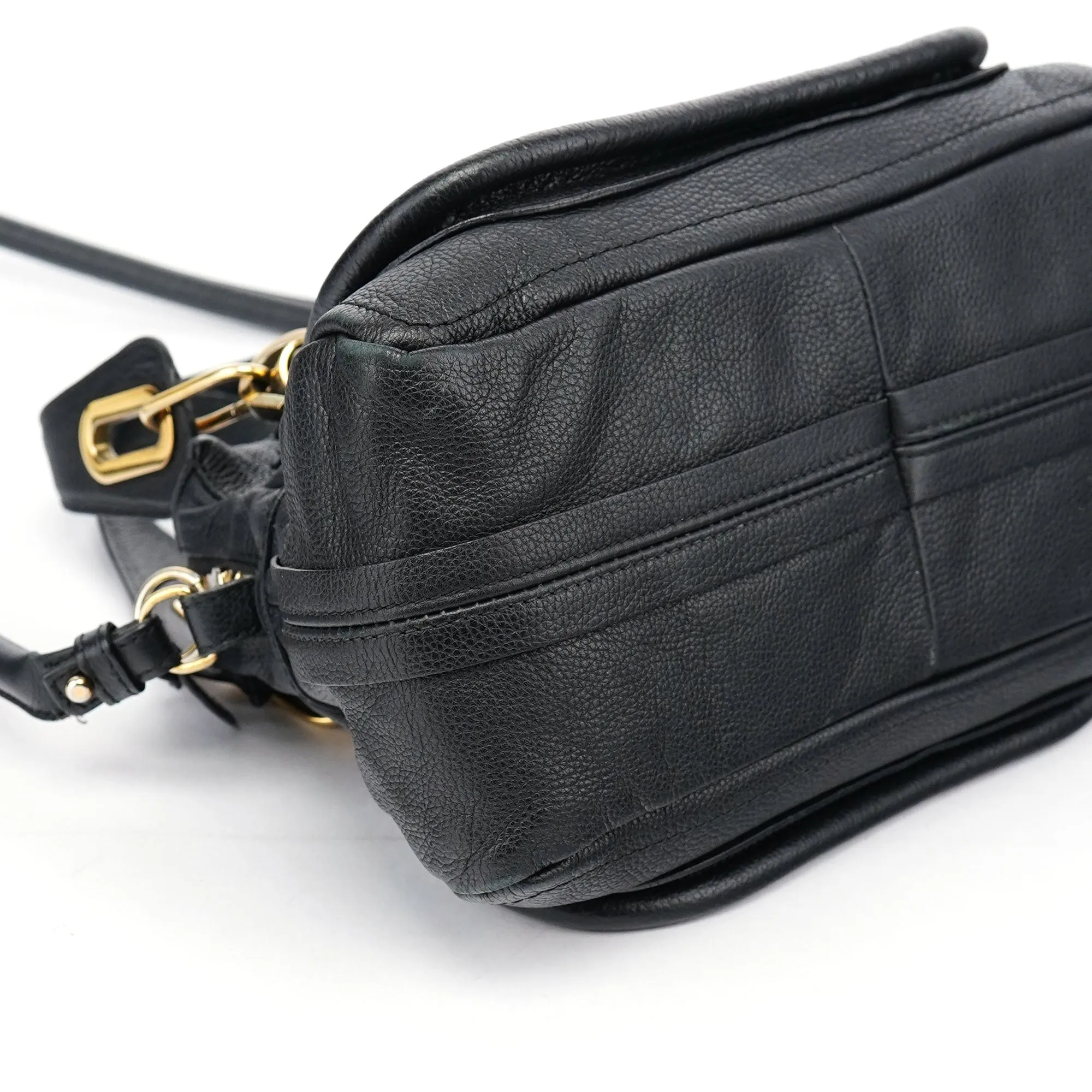 Black Leather Paraty 2-Way Shoulder Bag