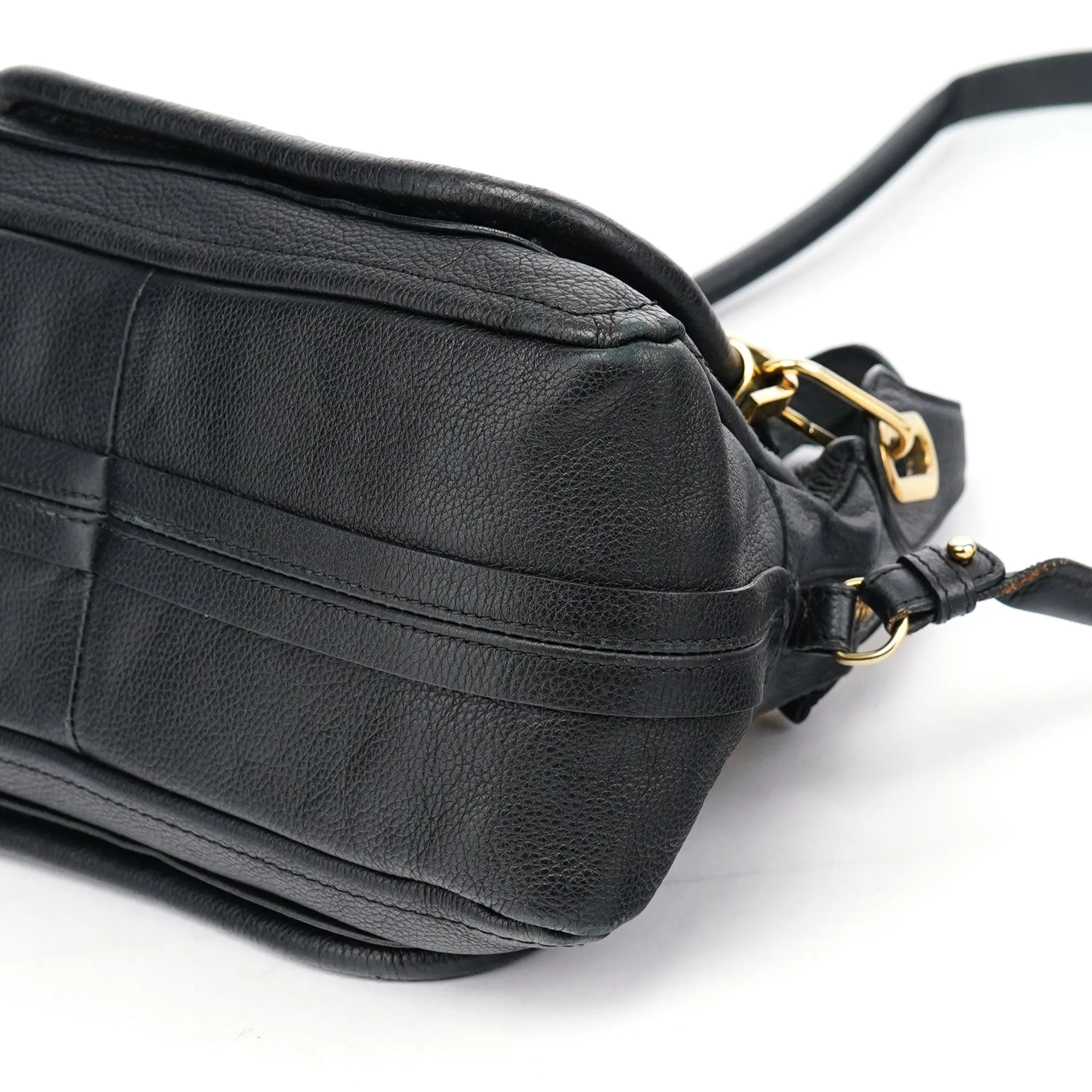 Black Leather Paraty 2-Way Shoulder Bag