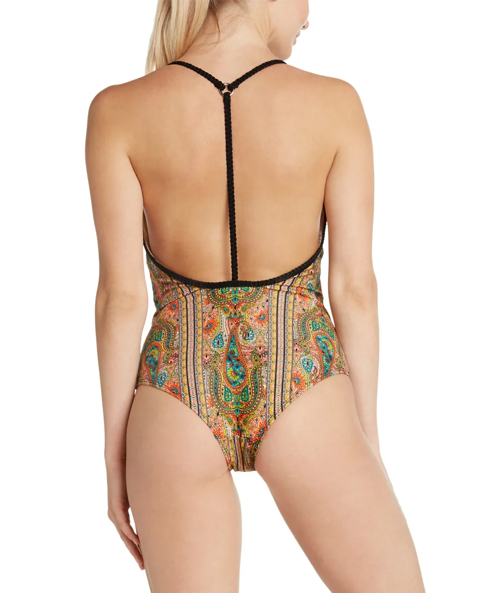 Black Moonstone T-Strap Swimsuit