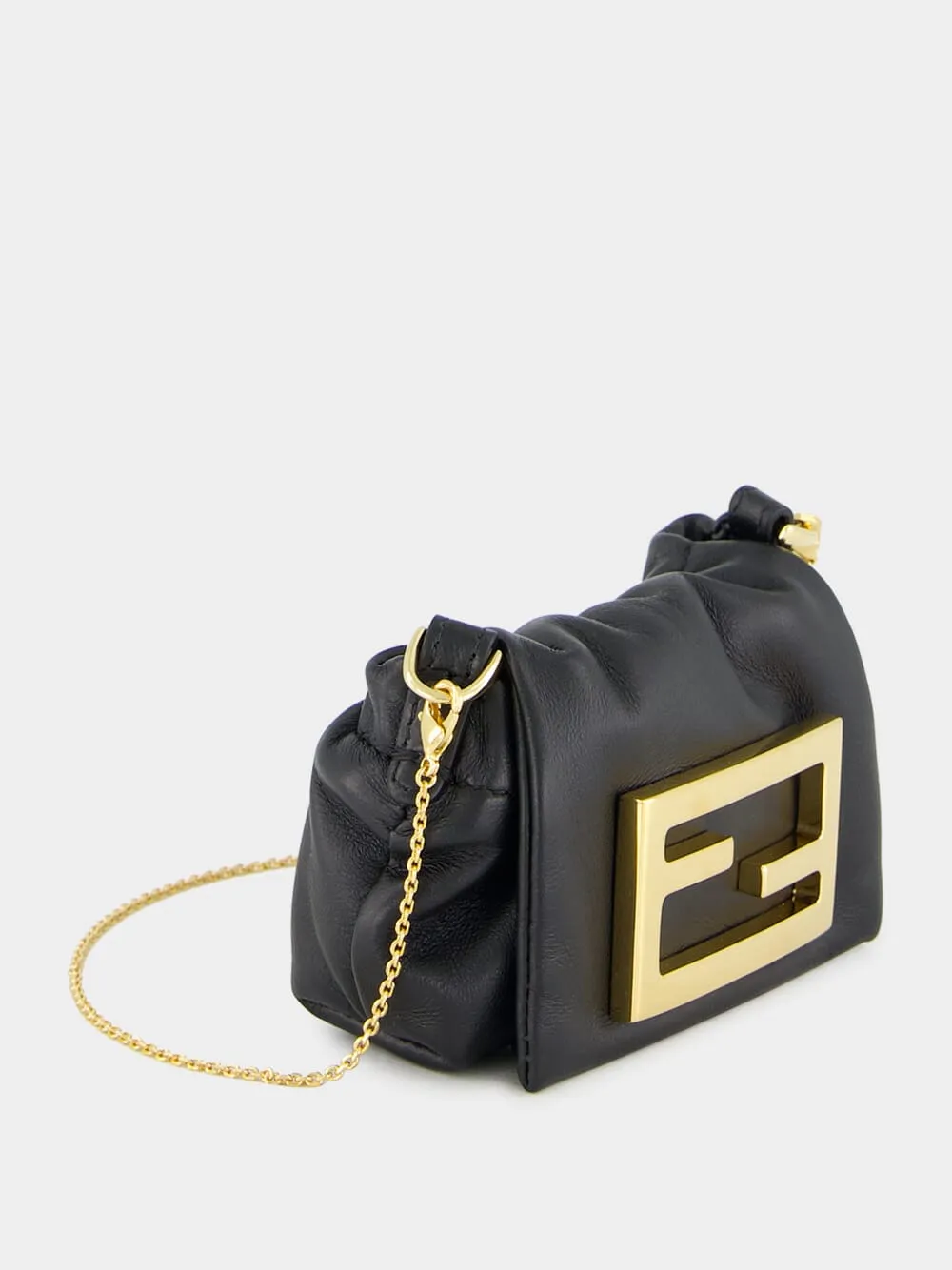 Black Nano Mamma Baguette Leather Bag