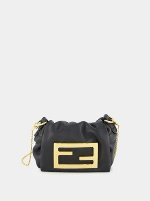 Black Nano Mamma Baguette Leather Bag