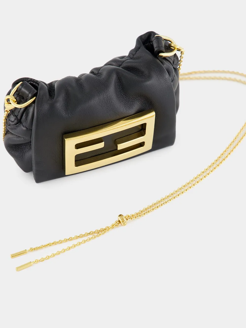 Black Nano Mamma Baguette Leather Bag