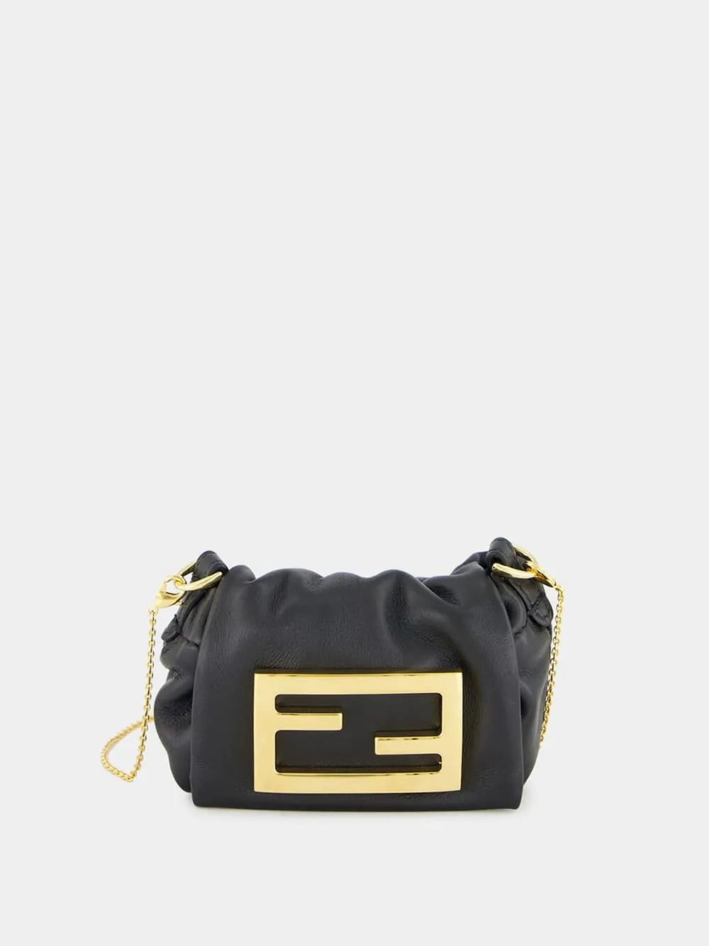 Black Nano Mamma Baguette Leather Bag