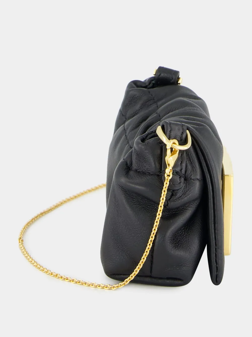 Black Nano Mamma Baguette Leather Bag