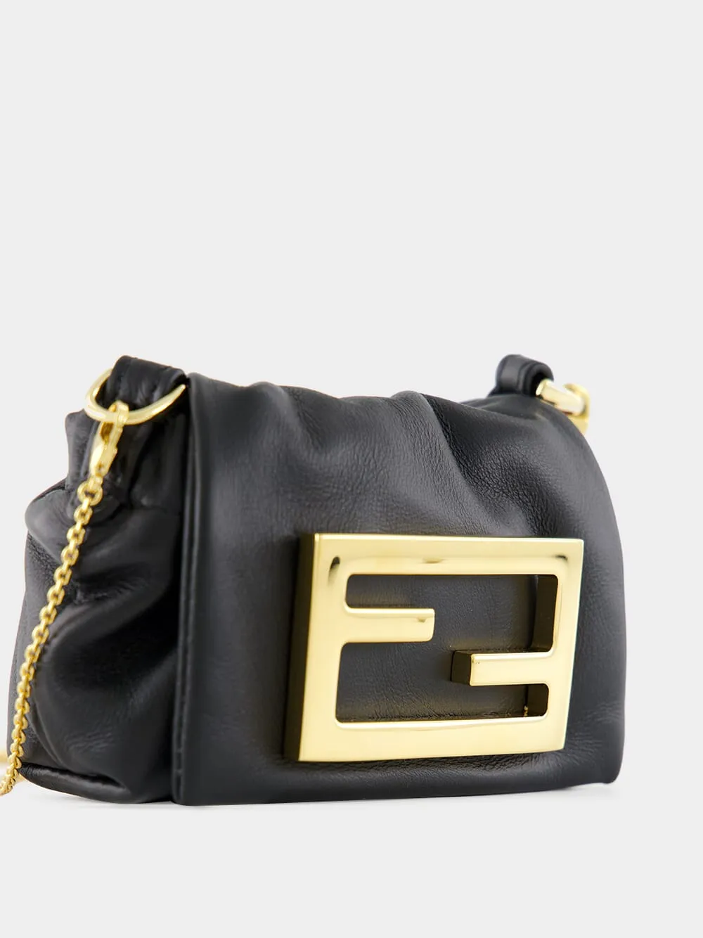 Black Nano Mamma Baguette Leather Bag