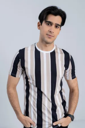 Black-Peach Lining T-Shirt
