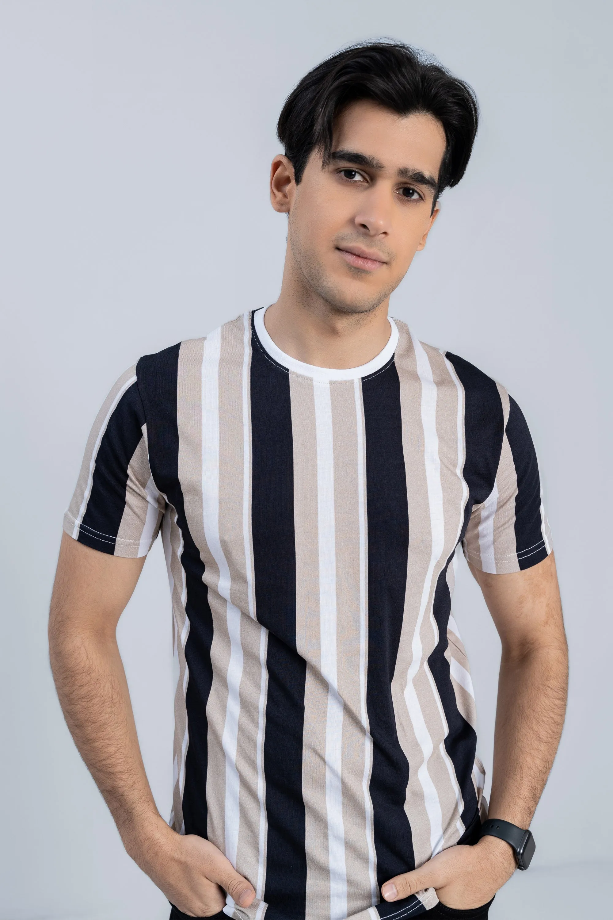 Black-Peach Lining T-Shirt
