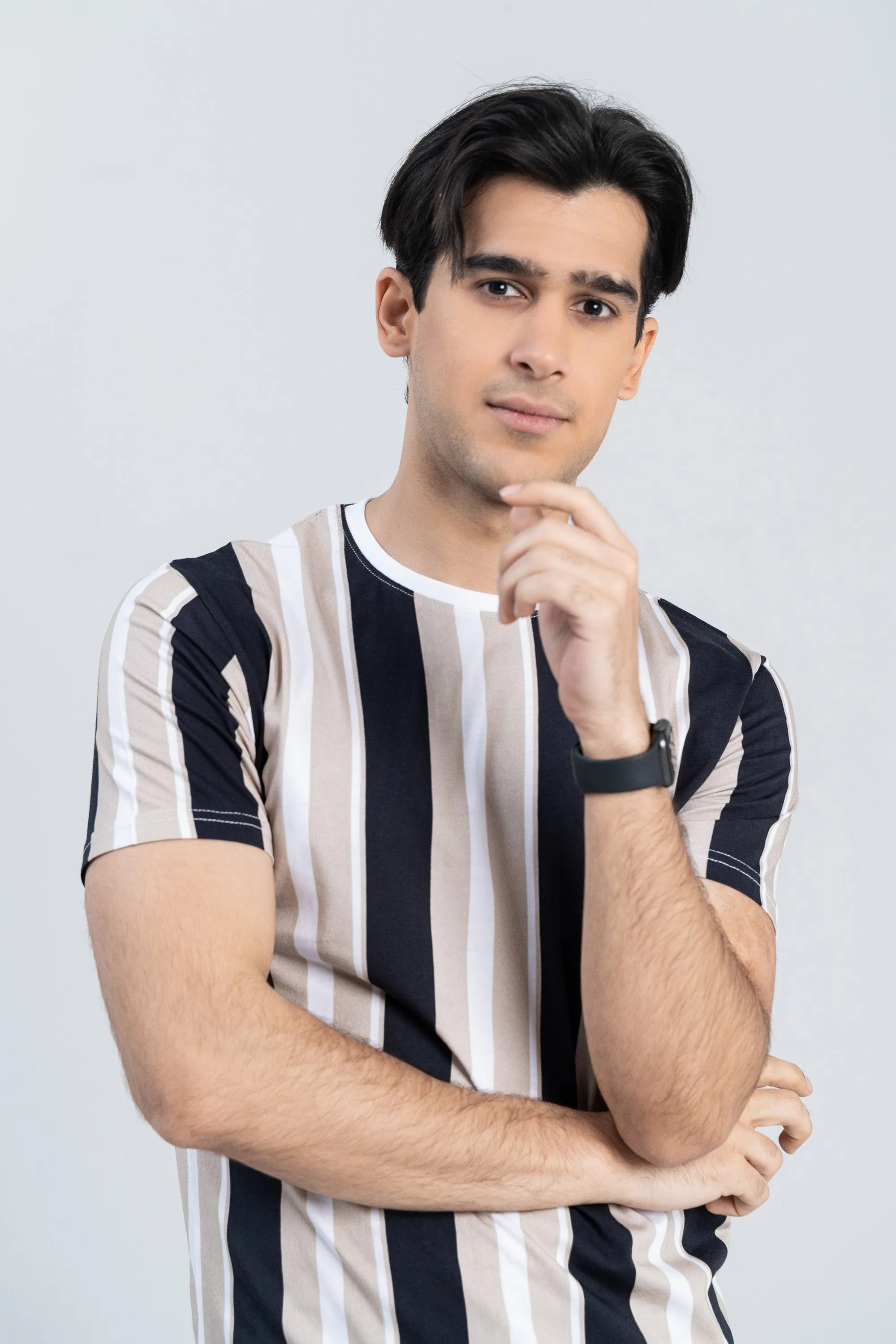 Black-Peach Lining T-Shirt