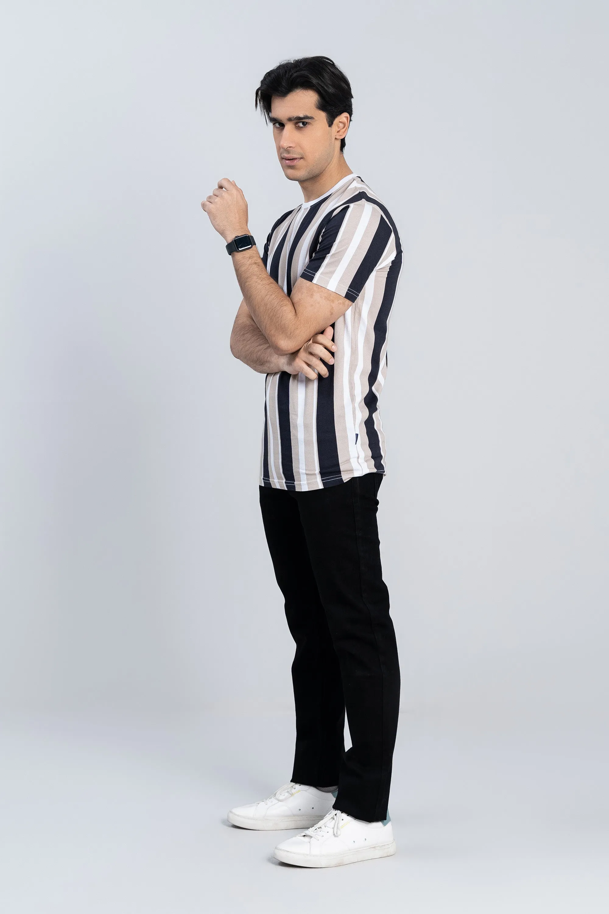 Black-Peach Lining T-Shirt