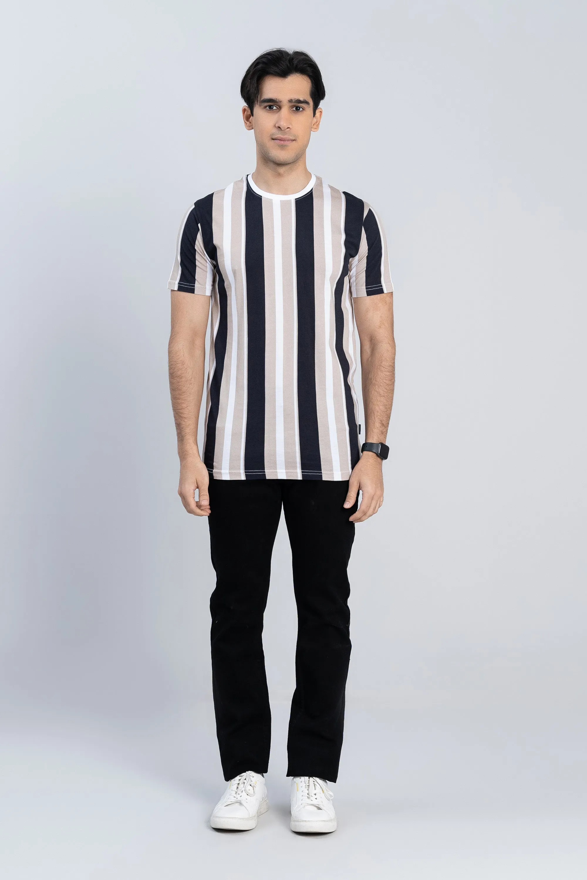 Black-Peach Lining T-Shirt