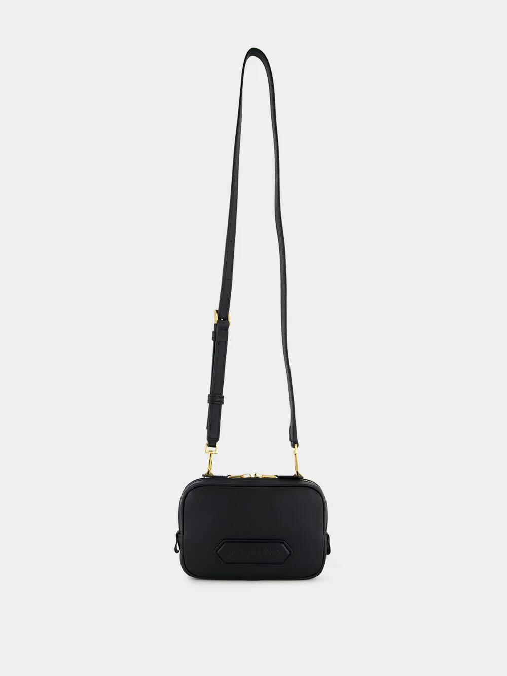Black Small Crossbody Pouch in Smooth Leather