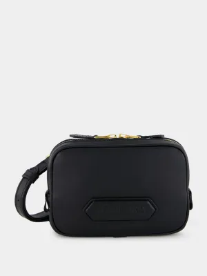 Black Small Crossbody Pouch in Smooth Leather