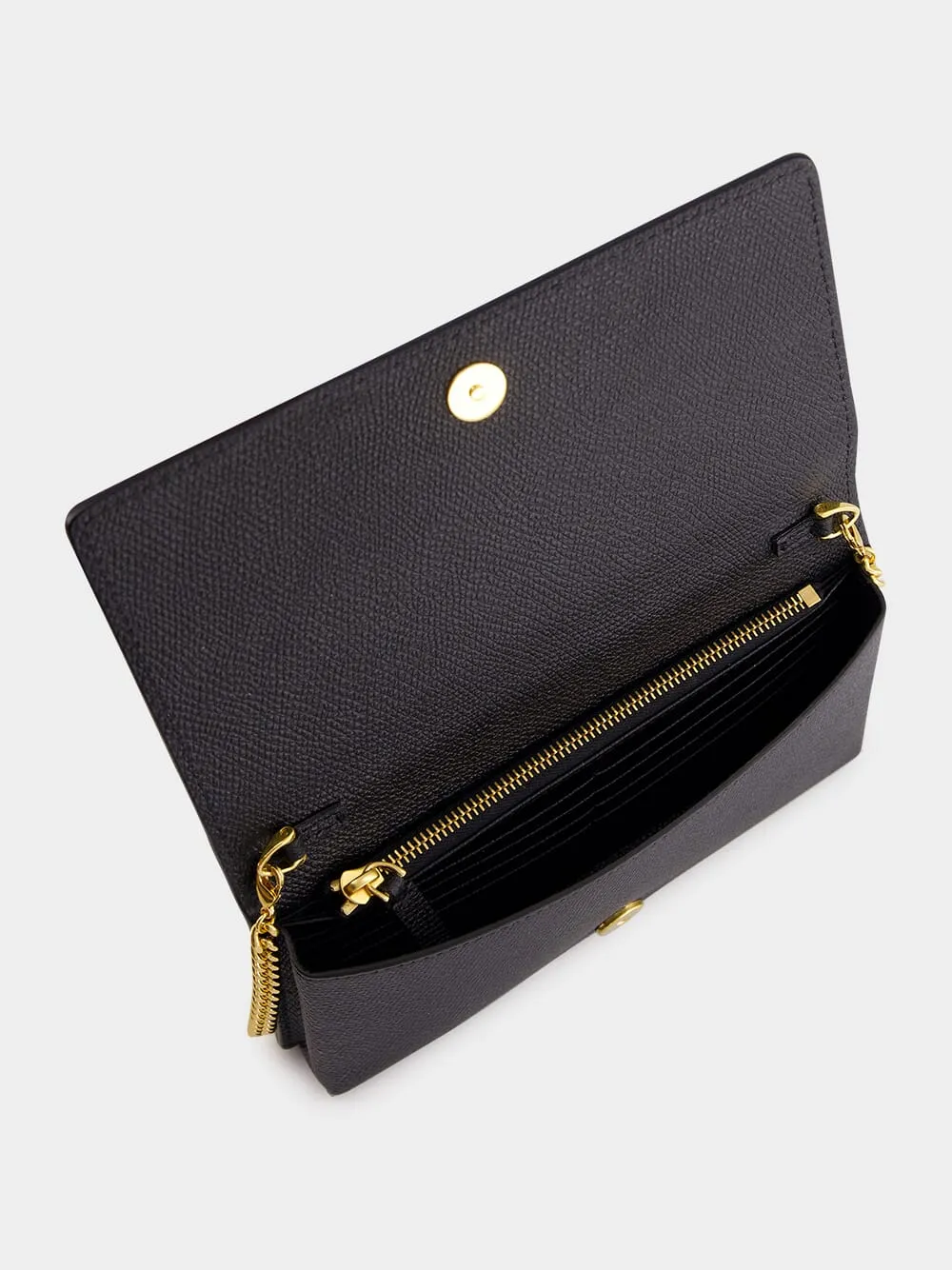 Black VLogo Signature Grainy Calfskin Wallet