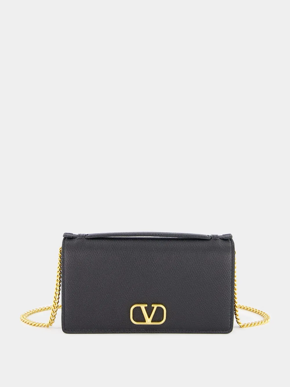 Black VLogo Signature Grainy Calfskin Wallet