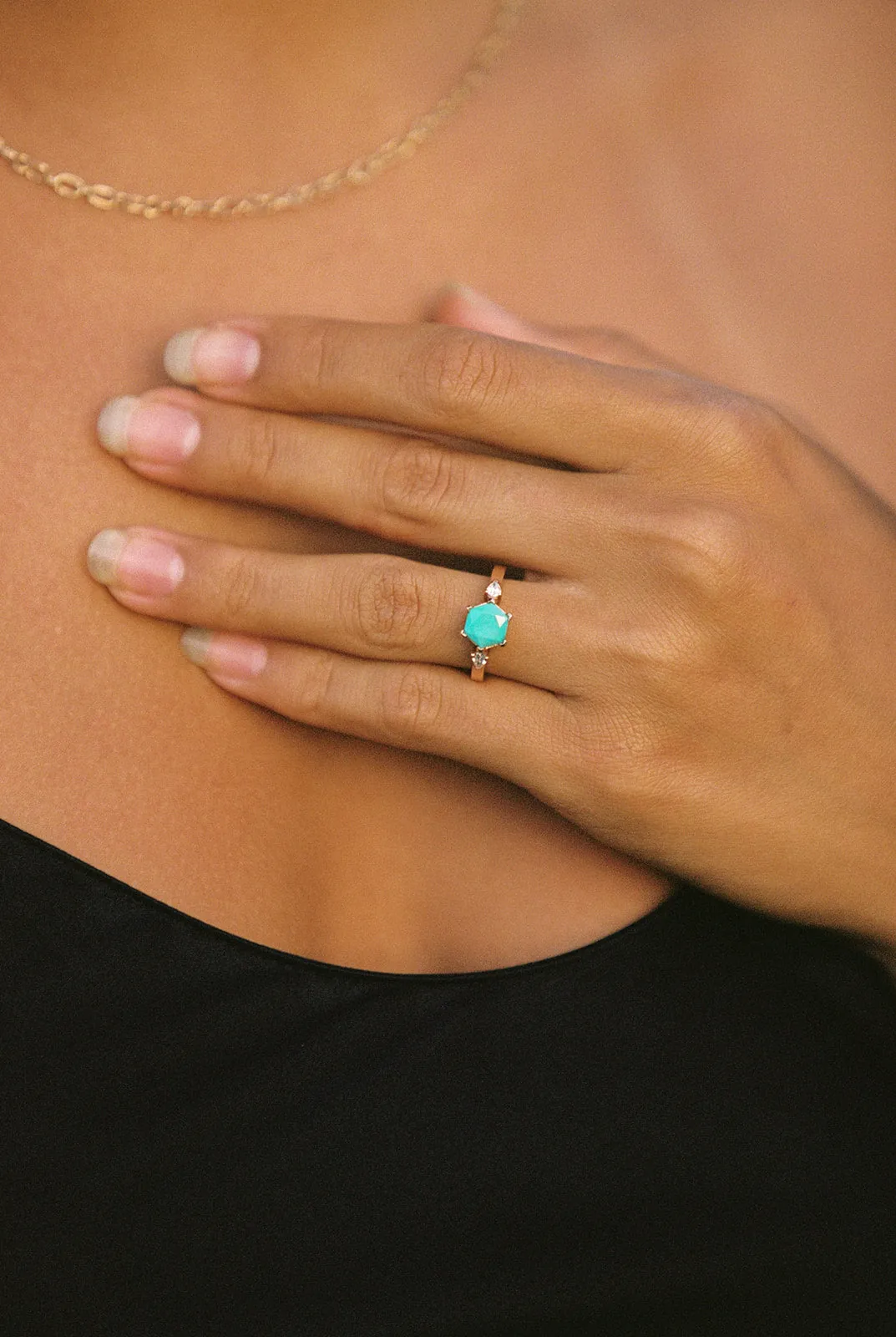 Blue Carico Hex Ring - Ring Size 6
