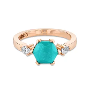 Blue Carico Hex Ring - Ring Size 6