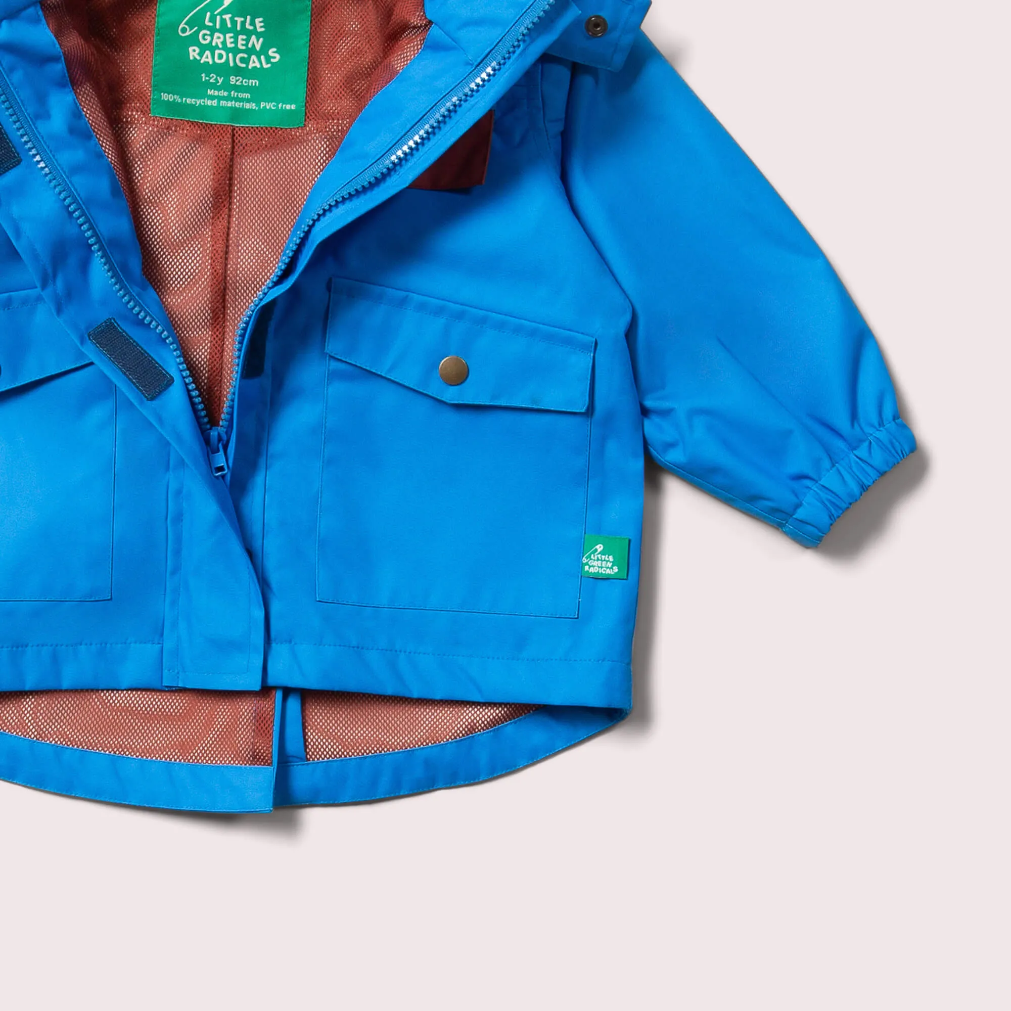 Blue Recycled Waterproof Parka Raincoat