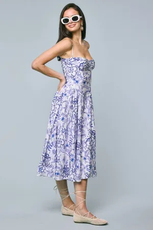 Bohemian Blue Floral Midi